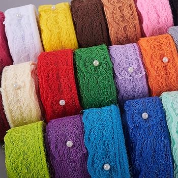 Amazon.co.jp: BENECREAT 20巻き幅22mmカラフルレースリボン 花柄